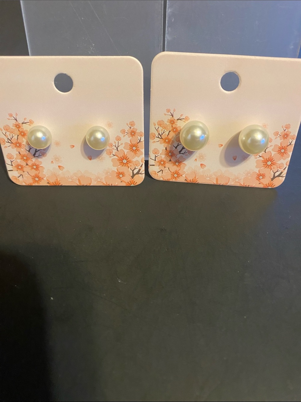 Pearl Look Stud Earrings - Cream Round Pearlescent